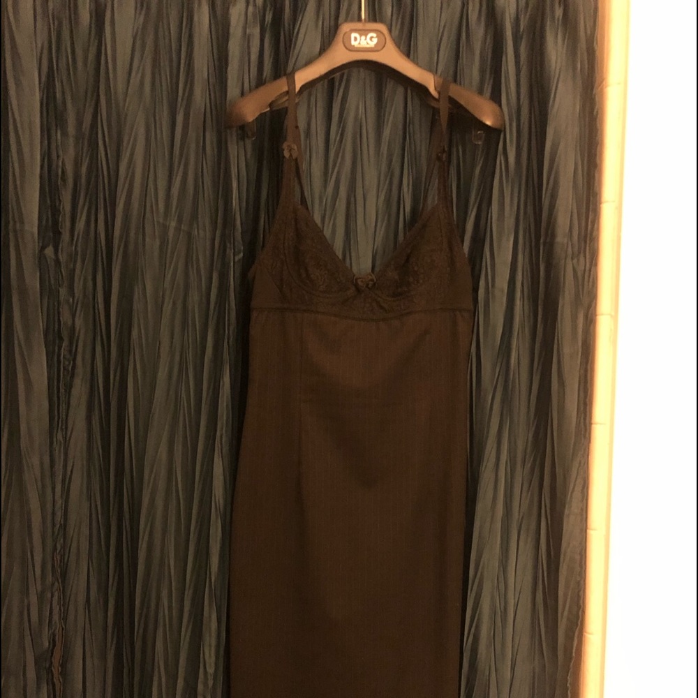 Dolce & Cabana black with thin red strips dress.